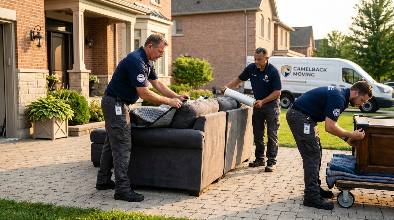 Large estate moving crew wrapping furniture in Quincy, FL